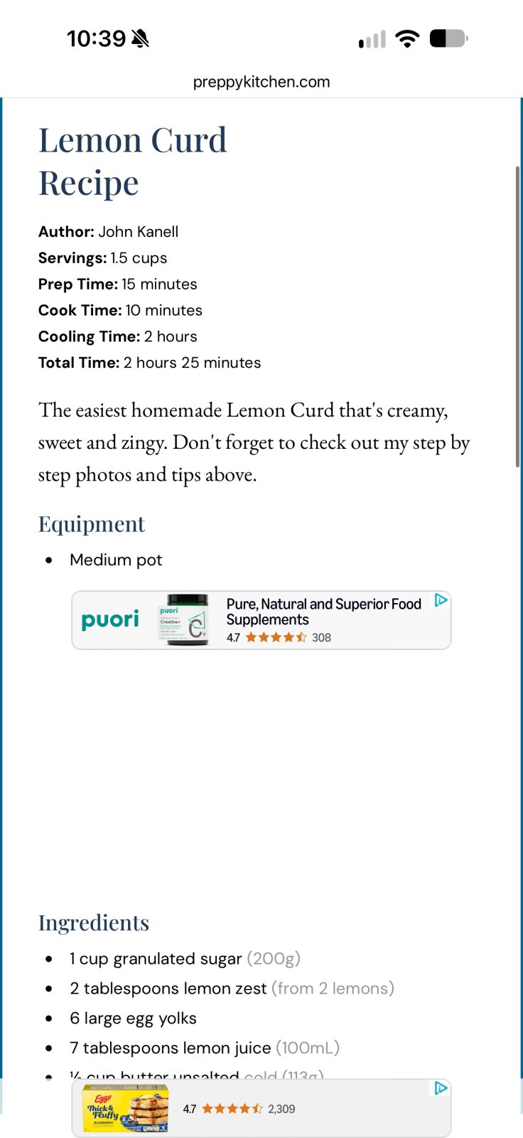 Lemon Curd Recipe