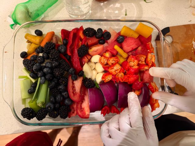 All the ingredients getting ready to go into the oven